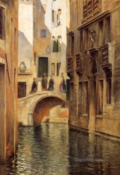 ジュリアス・ルブラン・スチュワート Painting - ベネチア運河の女性 ジュリアス・ルブラン・スチュワート
